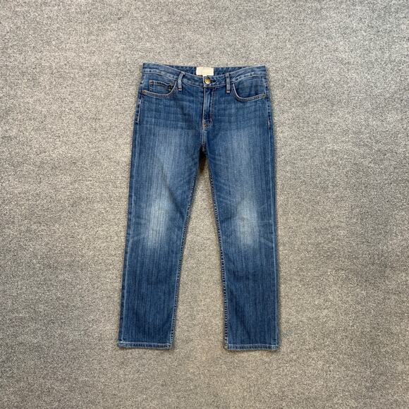 Current Elliott Jeans Womens 25 Denim Straight Cropped Mid Rise Zip Fly Pockets - Picture 2 of 8